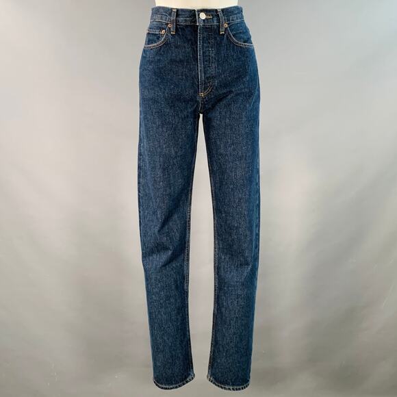 AGOLDE Size 25 90s Pinch Blue Indigo Cotton Straight Button Fly Jeans - Picture 1 of 7